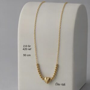 Cadena con balines y dije de corazón para dama