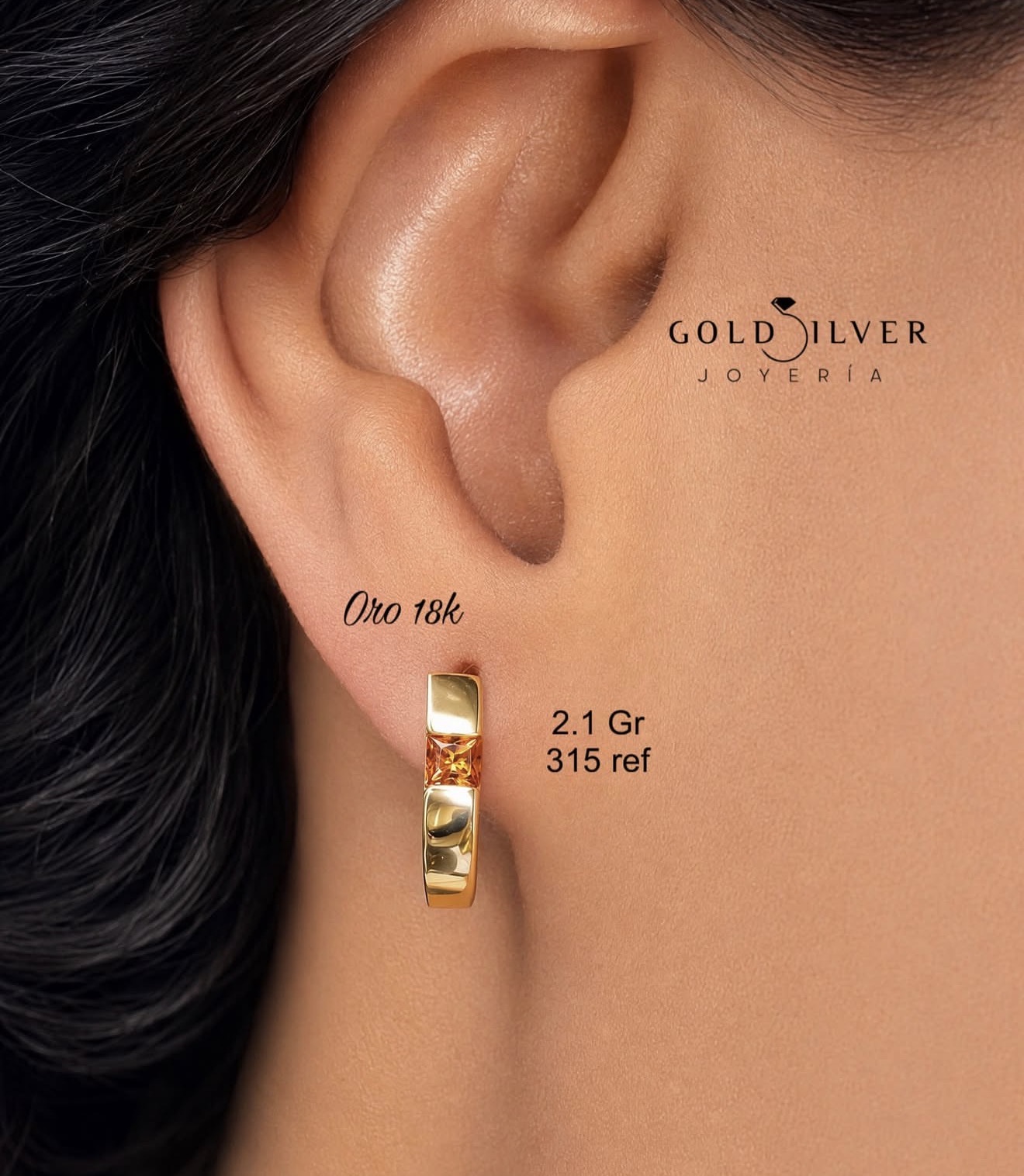 Argollas Modernas con Circonia en Oro 18K