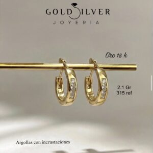 Argollas con Incrustaciones en Oro 18K