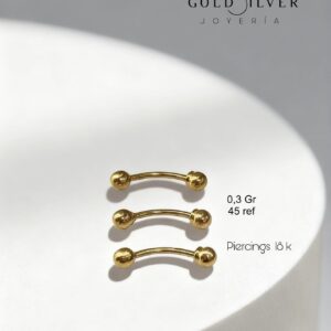 Piercing Curvo con Bolas en Oro 18K
