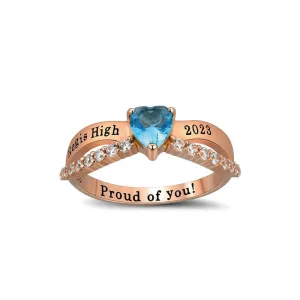 Anillo de Grado Corazón Azul en Oro 18K