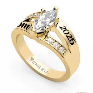 Anillo de Grado en Oro 18K con Piedra Blanca