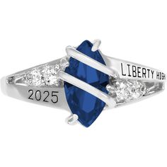 Anillo de Grado en Oro 18K con Piedra Azul