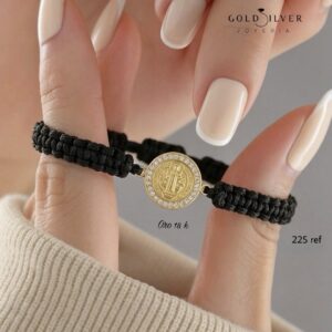 Pulsera San Benito con Medalla en Oro 18K
