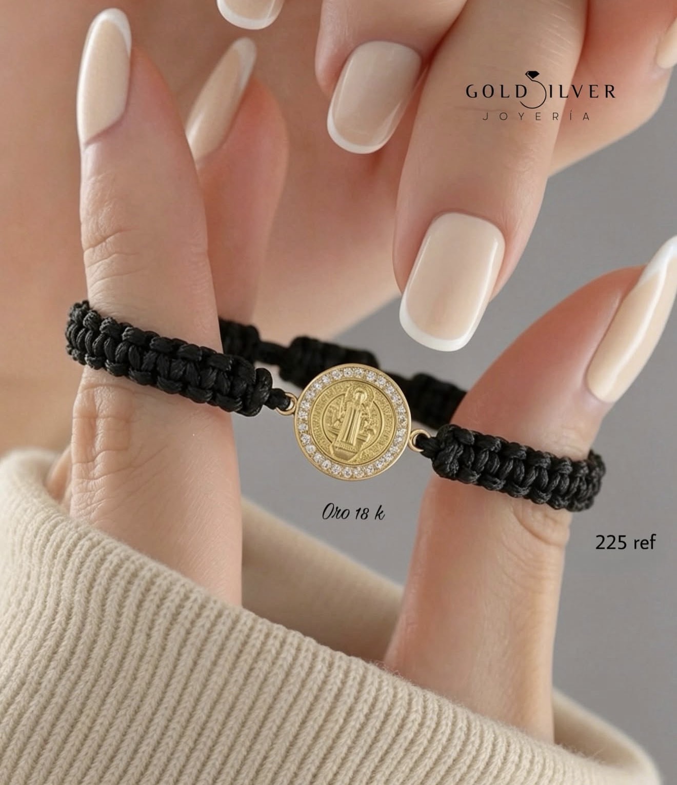 Pulsera San Benito con Medalla en Oro 18K